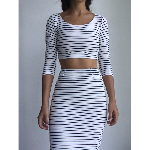 Olivaceous Dresses & Skirts - OLIVACEOUS 2 piece striped skirt crop top set S